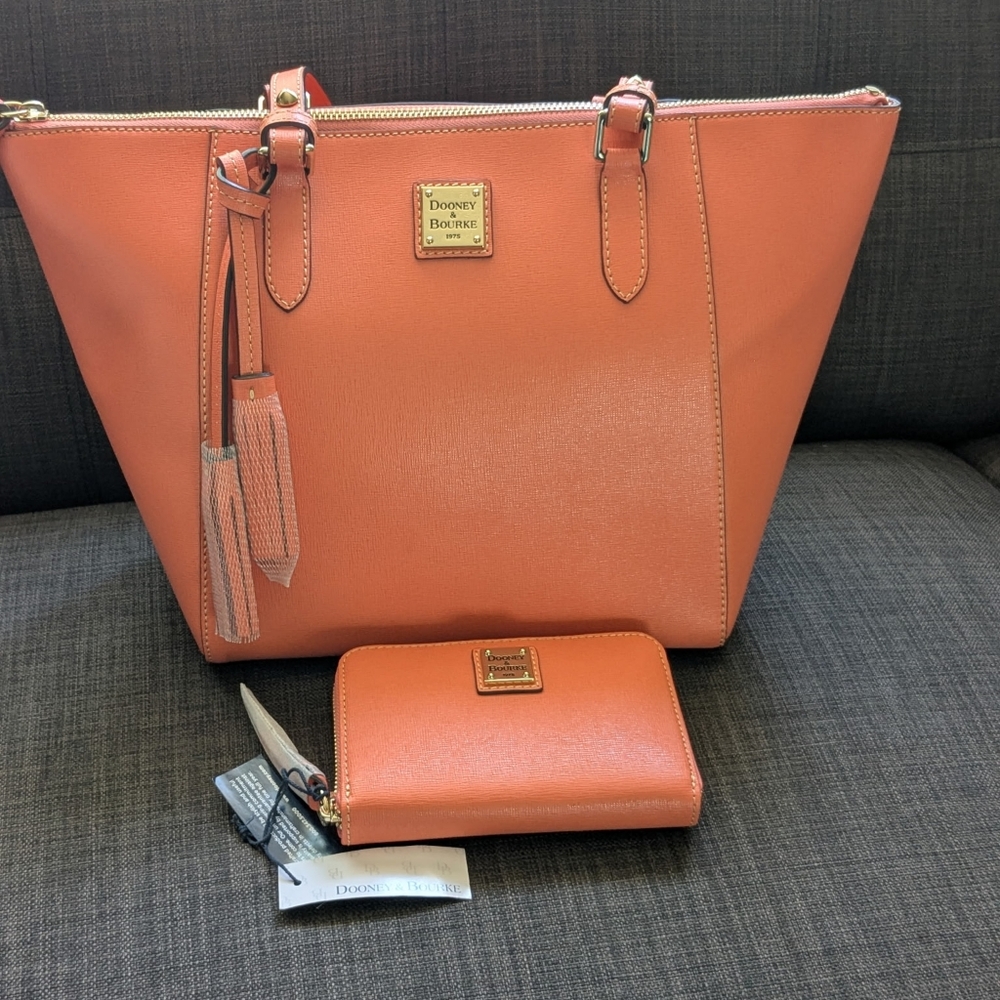 Dooney & Bourke Saffiano Leather Tote With Matching Wallet